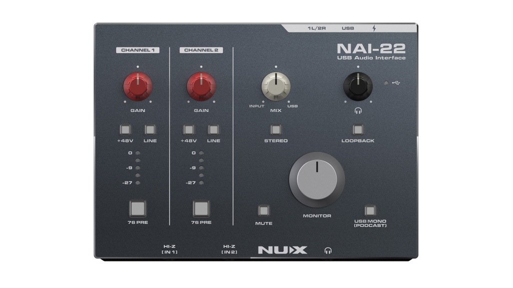 USB-аудиоинтерфейс Nux NAI 22 — разъёмы и органы управления