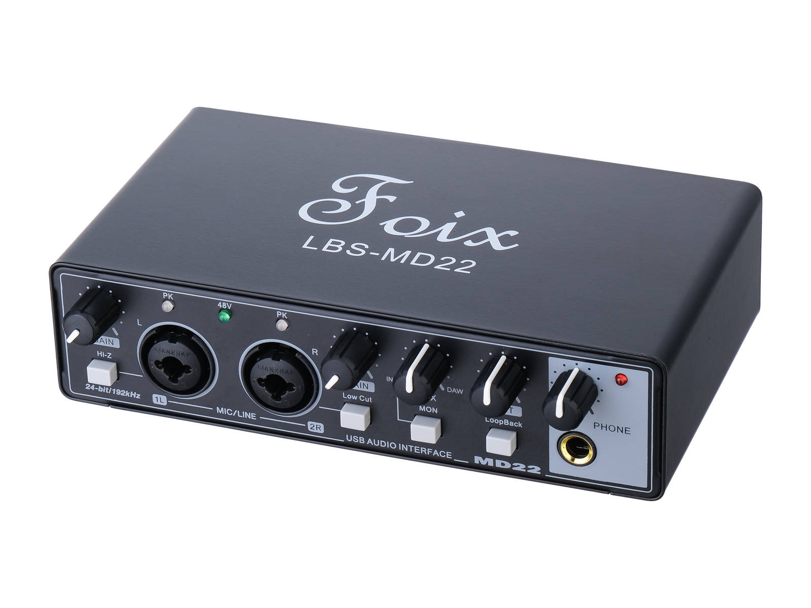 USB-аудиоинтерфейс Foix LBS MD22 — разъёмы и органы управления