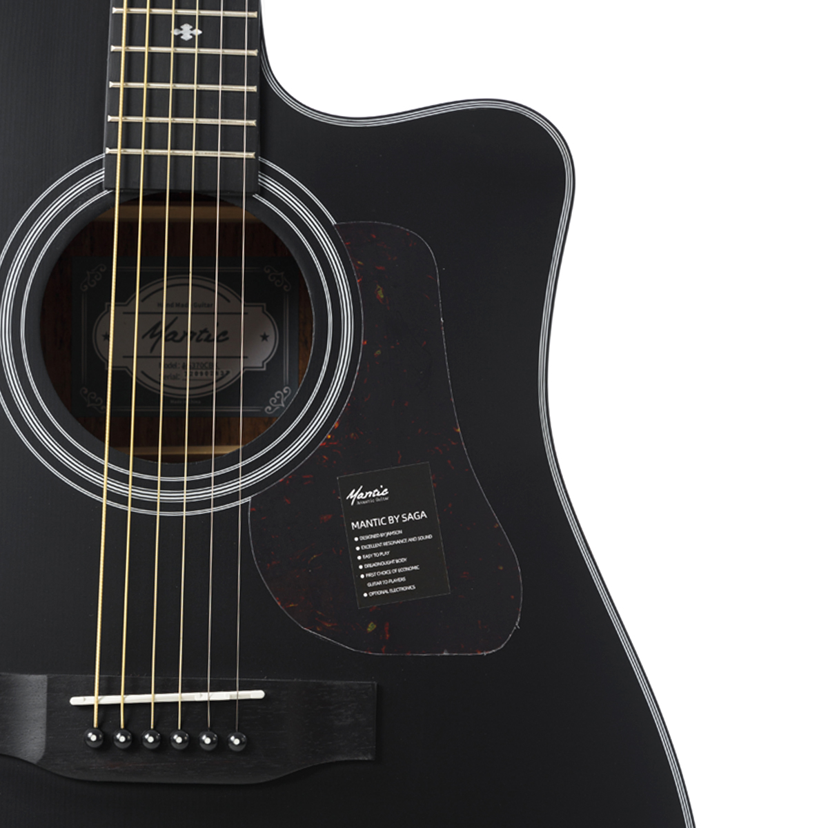 Акустическая гитара Mantic AG-370C BK — корпус и детали - фото 1