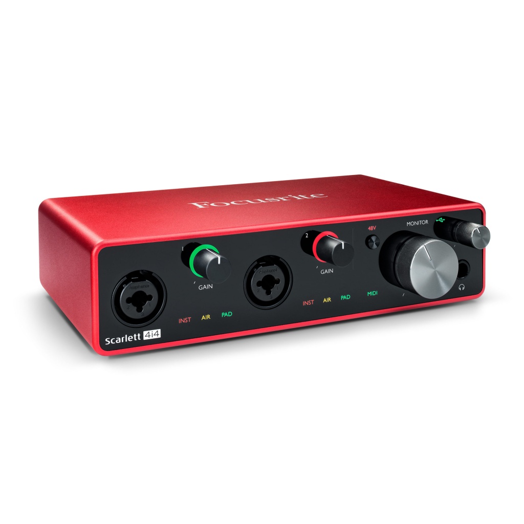 USB-аудиоинтерфейс Focusrite Scarlett 4i4 3rd gen — разъёмы и органы управления